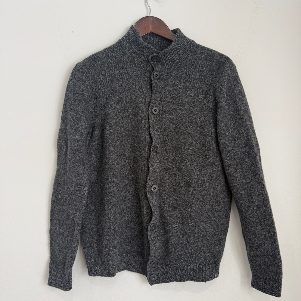 BRAX FEEL GOOD Mens Small Gray Wool Jeffrey Long Sleeve Button Front Cardigan W8